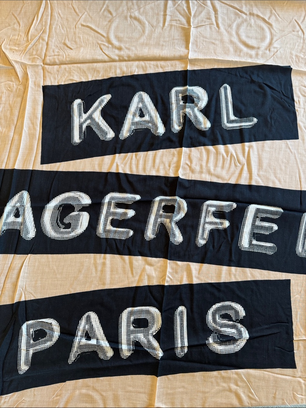 Karl Lagerfeld Black & Cream Logo Scarf